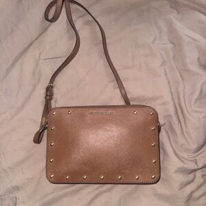 Michael Kors Tan Crossbody Bag with Gold Studs